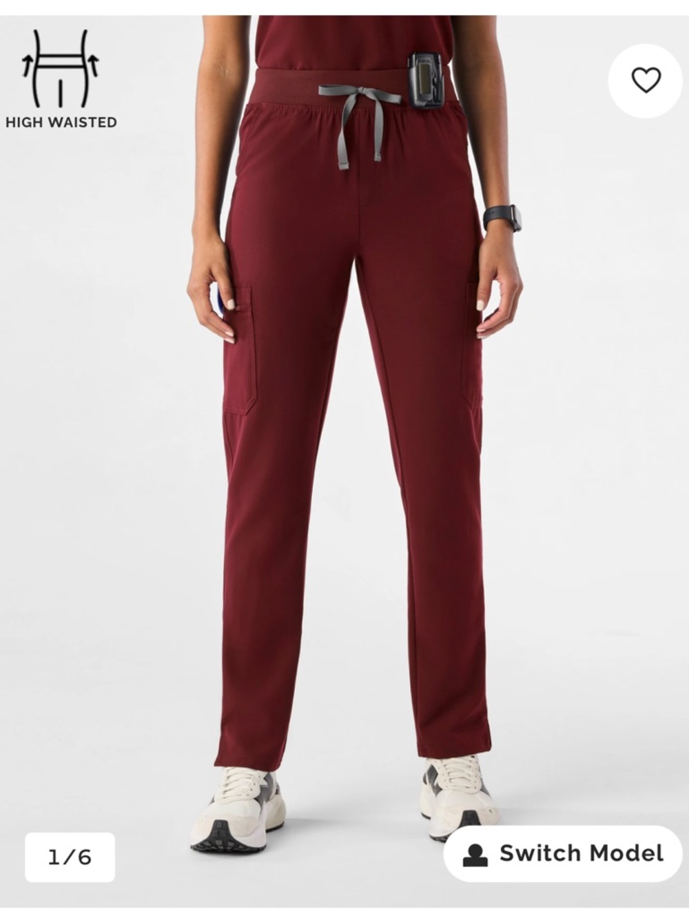 Figs Women’s Yola High Waisted Burgundy Straight Leg Scrub Pants in Maroon small